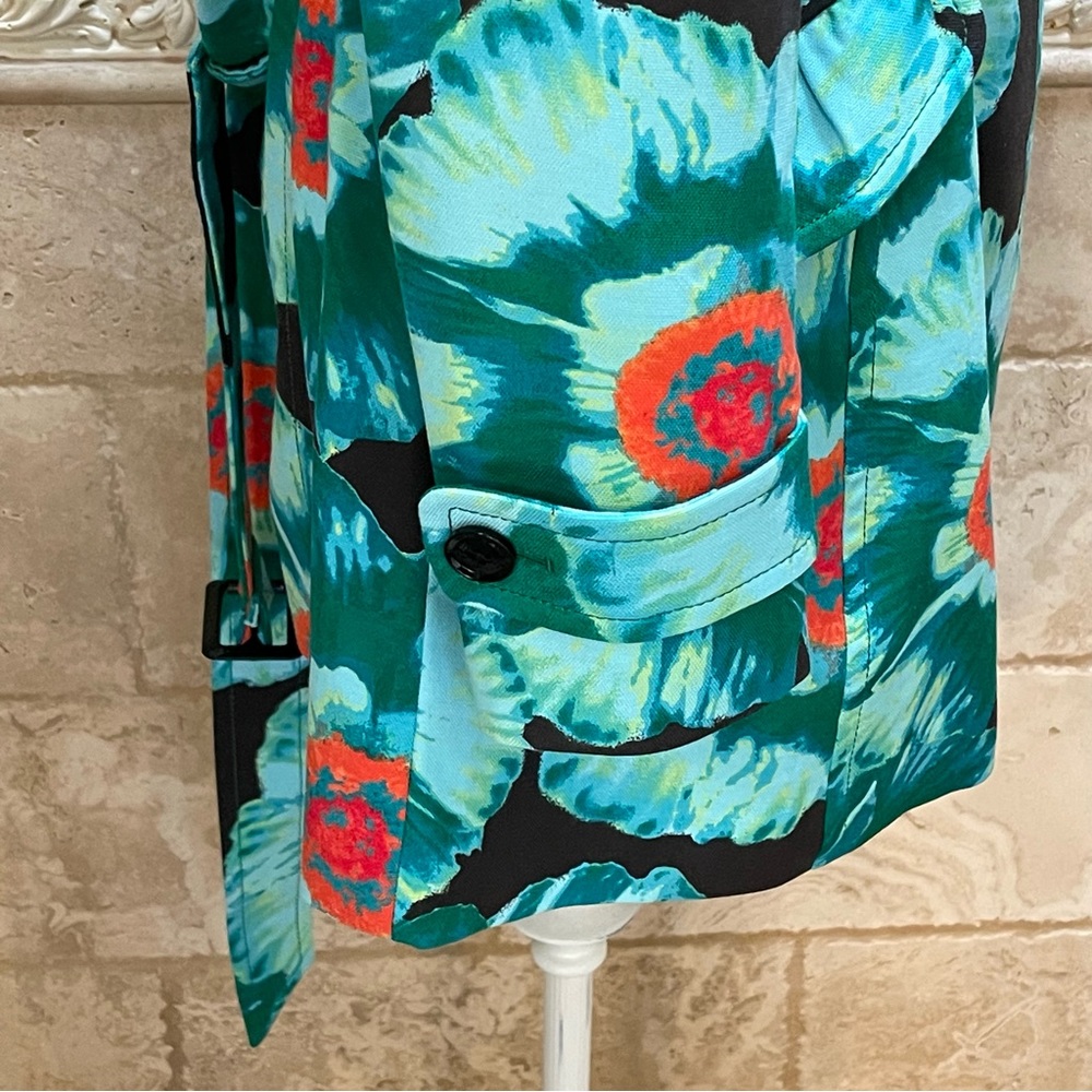 Banana Republic green floral trench coat - Picture 4 of 14